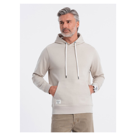 Ombre Men's kangaroo hooded sweatshirt - light beige