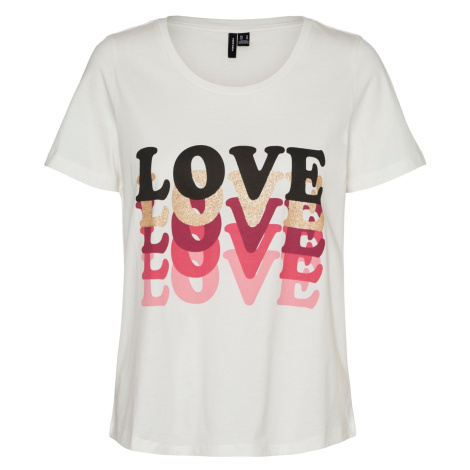 Vero Moda Dámske tričko VMAMALA Regular Fit 10291798 Snow White Love XL