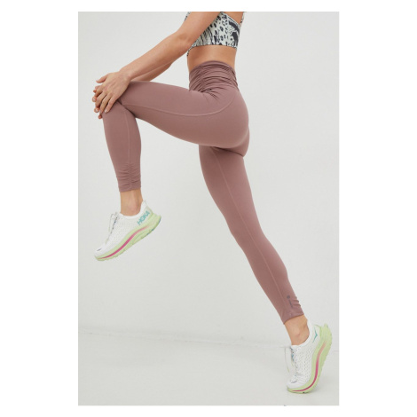Legíny na jogu adidas Performance Studio Gathered dámske, fialová farba, jednofarebné