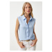 Happiness İstanbul Women's Sky Blue Sleeveless Viscose Shirt