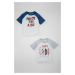 DEFACTO Baby Boy Crew Neck Skateboard Printed 2-Pack Short Sleeve T-Shirt