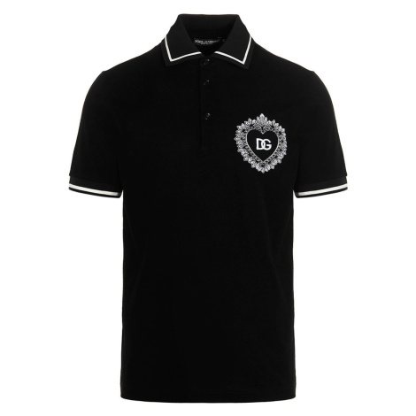 DOLCE & GABBANA Sacred Heart Black polo tričko