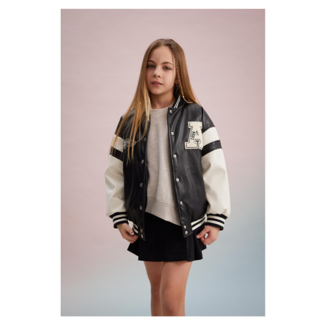 DEFACTO Girls Waterproof College Collar Bomber Coat