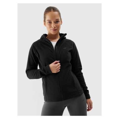 Women's regular fleece with a 4F hood - black