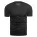 Bavlnené pánske tričko čiernej farby s ozdobnými gombíkmi v zľave