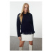 Trendyol Navy Blue Soft Textured Tassel Detailed Knitwear Sweater