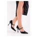Shoeberry Women's Mathis Black Patent Leather Heeled Shoes Stiletto