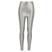 Women's Shiny Metallic High-Waisted Leggings - Dark Silver