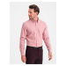 Ombre Men's REGILAR FIT cotton shirt with pocket - pink