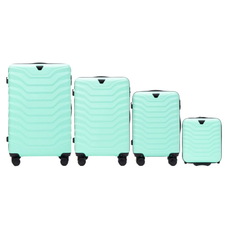 MINTOVÁ 4DIELNA SADA KUFROV PEAFOWL PEA01, SET OF 4 SUITCASES (L, M, S, XXS) WINGS, LIGHT GREEN