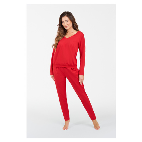 Karina women's tracksuit with long sleeves, long pants - red Italian Fashion