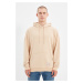 Trendyol Beige Oversize/Wide Cut Hooded Labeled Fleece/Warm Sweatshirt