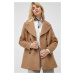 Vlnený kabát PS Paul Smith hnedá farba, prechodný, dvojradový