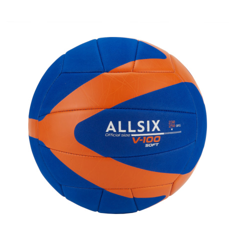 ALLSIX Volejbalová lopta Soft V100 230-250 g od 10 do 14 rokov modro-oranžová