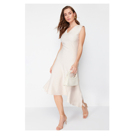 Trendyol Stone A-Line Skirt Asymmetrical Midi Woven Dress