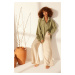 Trendyol Mint 100% Linen Oversize Shirt with Accessory Detail