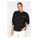 Trendyol Black With Print Detail on the Back, Fleece Inside Regular Fit Knitted Sweatshirt with 