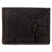 HL Luxusná kožená peňaženka s jeleňom - čierna