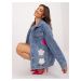 Blue women's denim jacket with flowers