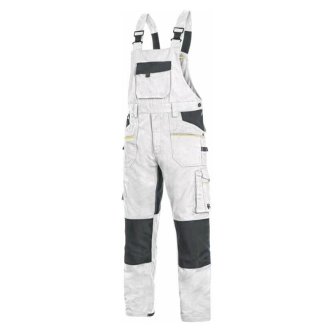 Canis CXS STRETCH Montérkové nohavice s náprsenkou pánske Biela-Šedá, 56