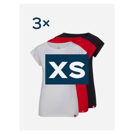 Triplepack dámských triček ALTA - čierna, biela, červená - XS