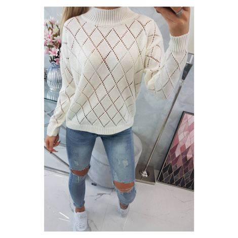 Sweater with high neckline and diamond pattern
