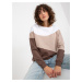 White and brown basic cotton sweatshirt for everyday wear