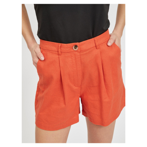 Orange shorts with linen VILA Alina - Women