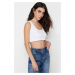 Trendyol White Strap Crop Ribbed Flexible Knitted Undershirt