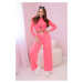 Cotton set ribbed blouse + trousers Pink Neon