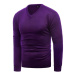 Fialový jednofarebný sveter s véčkovým výstrihom pre pánov