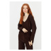 Trendyol Brown Pile Detailed Pleated Knitted Pajamas Set