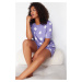 Trendyol Curve Lilac Star Printed Knitted Pajama Set