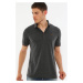 T8586 DEWBERRY MEN'S POLO NECK T-SHIRT-BLACK