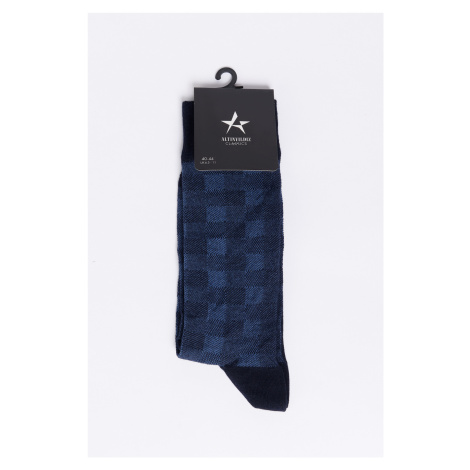 ALTINYILDIZ CLASSICS Men's Navy Blue-Blue Patterned Bamboo Cleat Socks