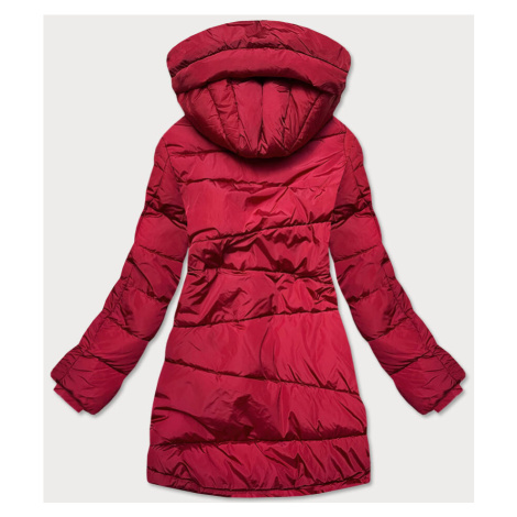 Asymetrická červená dámska zimná bunda (M-21113)