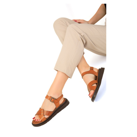 Soho Tan Women's Genuine Leather Sandals 19138