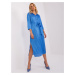 Blue midi cocktail dress with slits