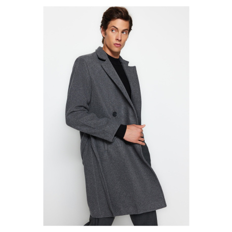 Trendyol Anthracite Men's Regular Fit Long Cachet Winter Coat.