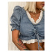 Denim top zdobený kamienkami FLORY