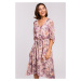 Svetloružové kvetované midi šaty S226