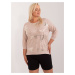 Beige women's plus-size blouse with slits