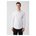 Avva Men's White Classic Collar See-through Cotton Slim Fit Slim Fit Shirt
