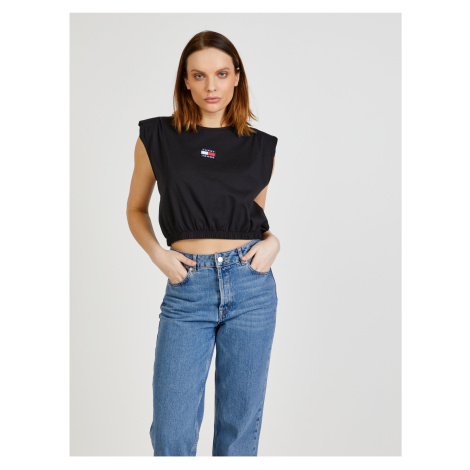 Black Womens Cropped T-Shirt Tommy Jeans - Women Tommy Hilfiger
