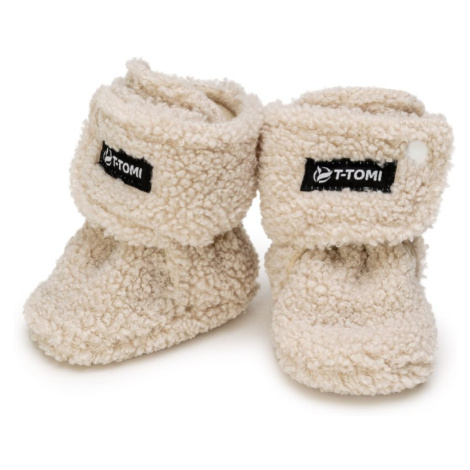 T-TOMI TEDDY Booties Cream detské capačky 6-9 months