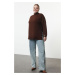 Trendyol Curve Brown Button Detailed Turtleneck Knitwear Sweater