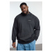 Trendyol Anthracite Oversize/Wide Cut Raglan Sleeve Hooded Plus Size Sweatshirt