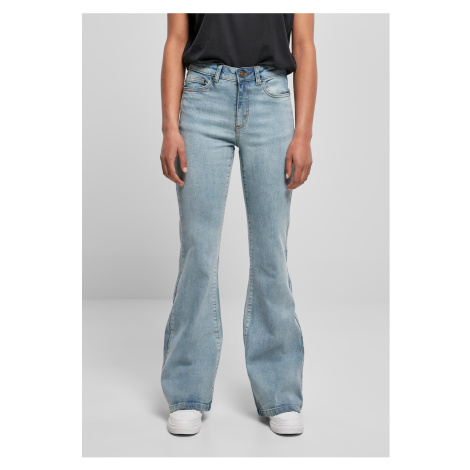 Women's high-waisted denim trousers, light blue washed