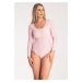 SVETLORUŽOVÉ DÁMSKE BODY S VÝSTRIHOM M1037 PINK