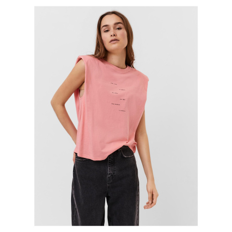 Ružové tričko s nápisom VERO MODA Hollie